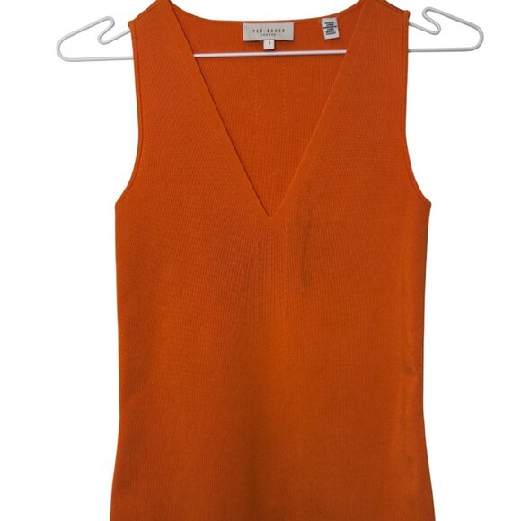 Ted Baker orange sarhaa knitted sweater vest size US 4 - Picture 2 of 10